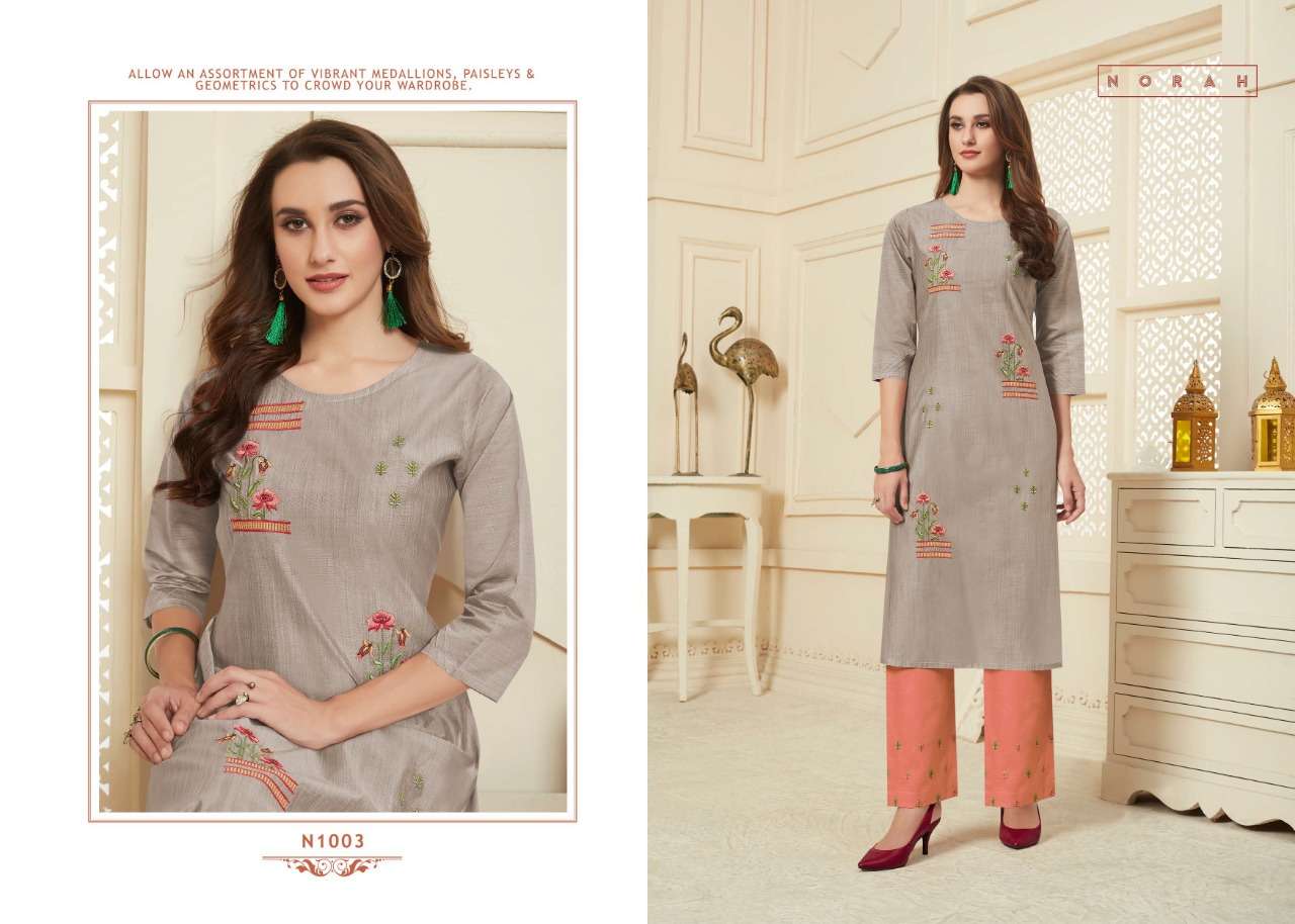 NYRA BY NEHA FASHION 1001 TO 1006 SERIES STYLISH FANCY BEAUTIFUL COLORFUL CASUAL WEAR & ETHNIC WEAR SILK SLUB TWO TONE EMBROIDERED KURTIS WITH BOTTOM AT WHOLESALE PRICE