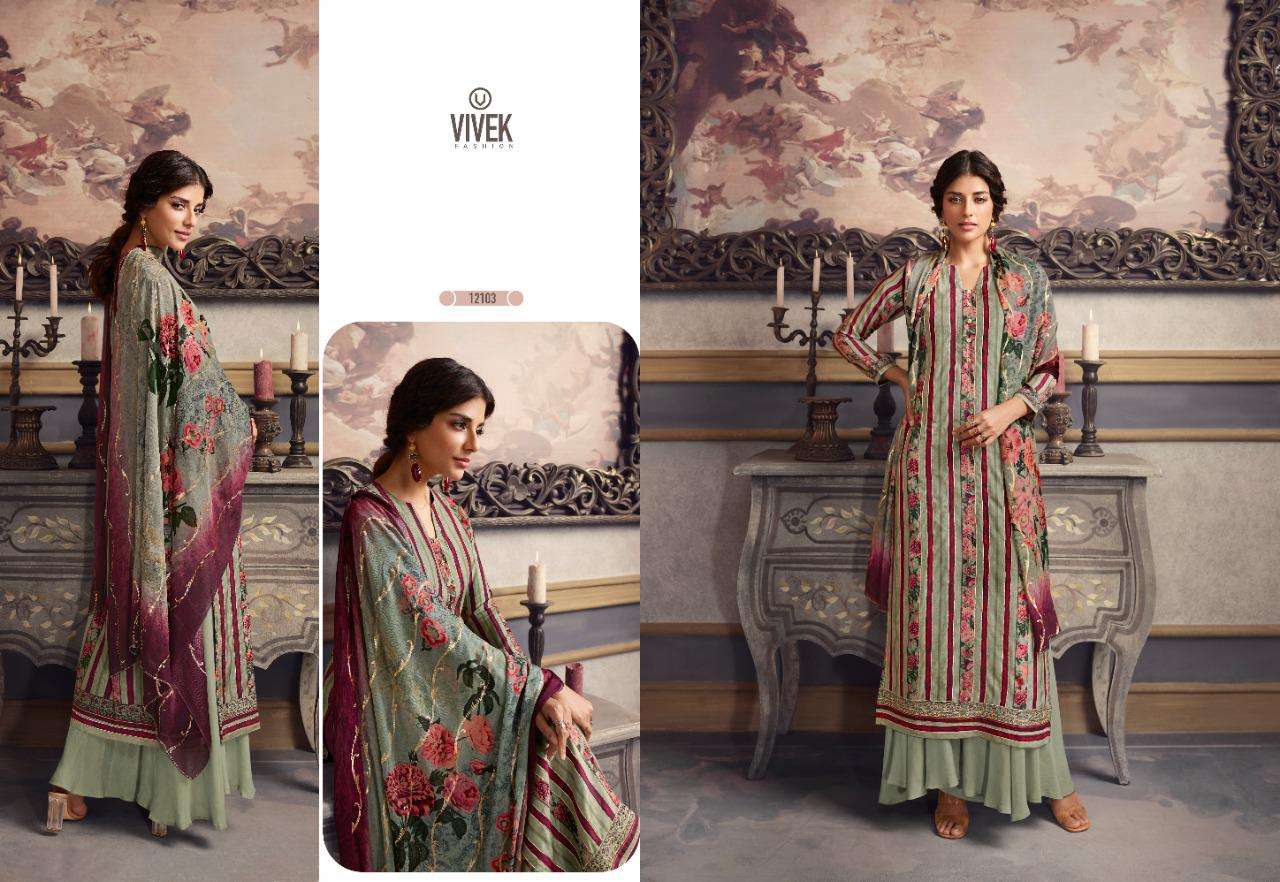 PARINA VOL-8 BY VIBEK FASHION 12101 TO 12108 SERIES DESIGNER SHARARA SUITS BEAUTIFUL STYLISH FANCY COLORFUL PARTY WEAR & OCCASIONAL WEAR PURE MUSLIN SILK DIGITAL PRINTED DRESSES AT WHOLESALE PRICE