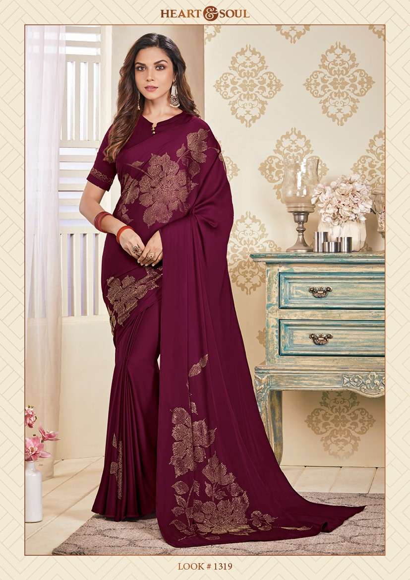 MONISHA BY HEART AND SOUL 1316 TO 1321 SERIES INDIAN TRADITIONAL WEAR COLLECTION BEAUTIFUL STYLISH FANCY COLORFUL PARTY WEAR & OCCASIONAL WEAR GEORGETTE SAREES AT WHOLESALE PRICE