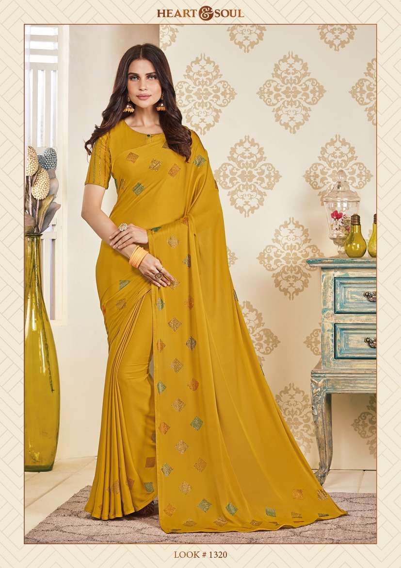 MONISHA BY HEART AND SOUL 1316 TO 1321 SERIES INDIAN TRADITIONAL WEAR COLLECTION BEAUTIFUL STYLISH FANCY COLORFUL PARTY WEAR & OCCASIONAL WEAR GEORGETTE SAREES AT WHOLESALE PRICE
