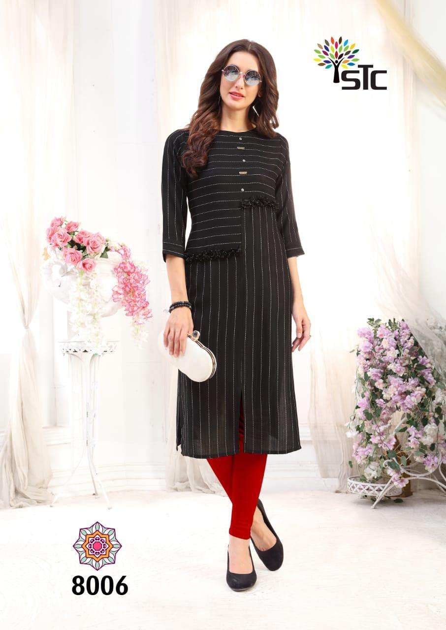 FANTASY BY STC 8001 TO 8008 SERIES STYLISH FANCY BEAUTIFUL COLORFUL CASUAL WEAR & ETHNIC WEAR RAYON LINING KURTIS AT WHOLESALE PRICE