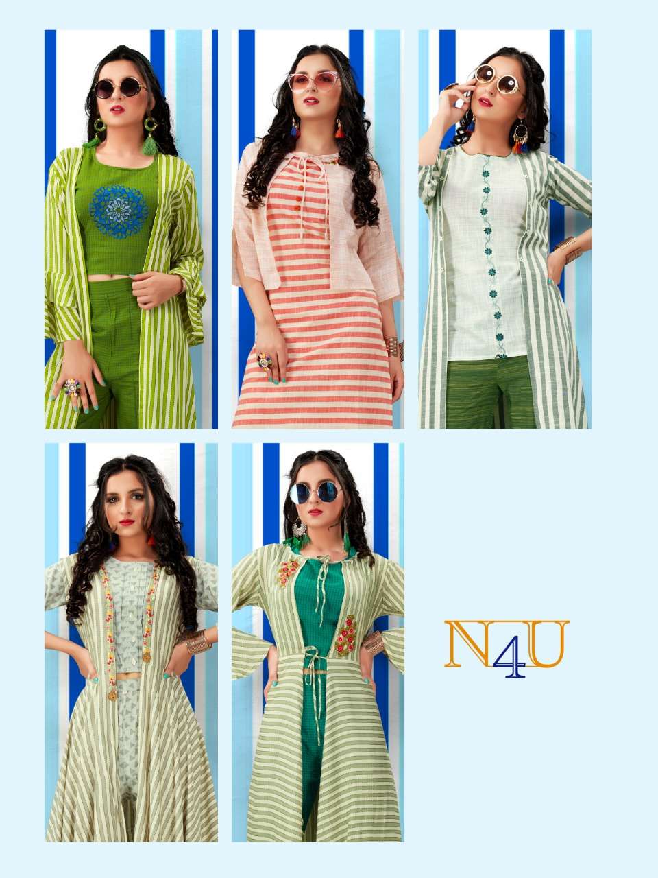 NIHARIKA BY N4U 10001 TO 10005 SERIES STYLISH FANCY BEAUTIFUL COLORFUL CASUAL WEAR & ETHNIC WEAR RAYON/SOUTH COTTON KURTIS WITH BOTTOM AT WHOLESALE PRICE