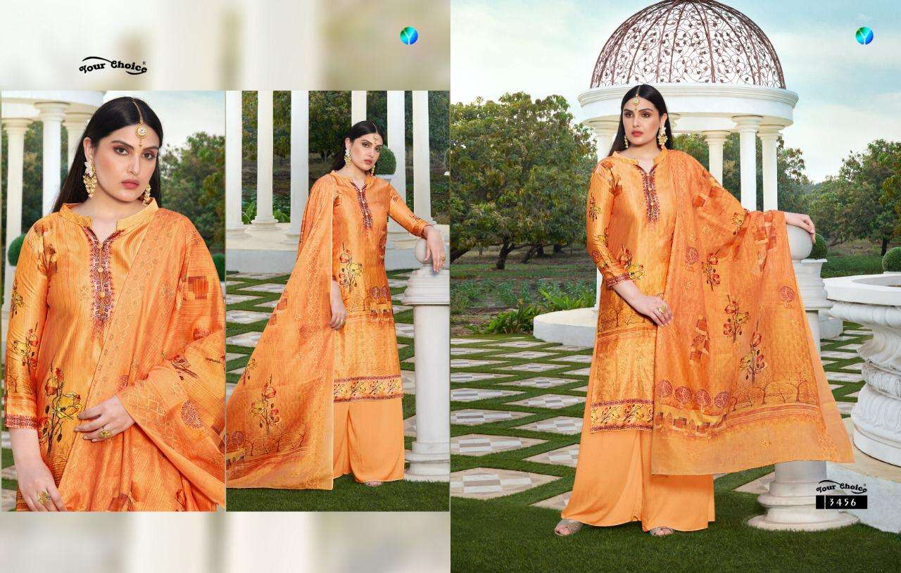 TANZEELA BY YOUR CHOICE 3453 TO 3458 SERIES DESIGNER SHARARA SUITS BEAUTIFUL STYLISH FANCY COLORFUL PARTY WEAR & OCCASIONAL WEAR JAM SILK COTTON DIGITAL PRINTED EMBROIDERY DRESSES AT WHOLESALE PRICE