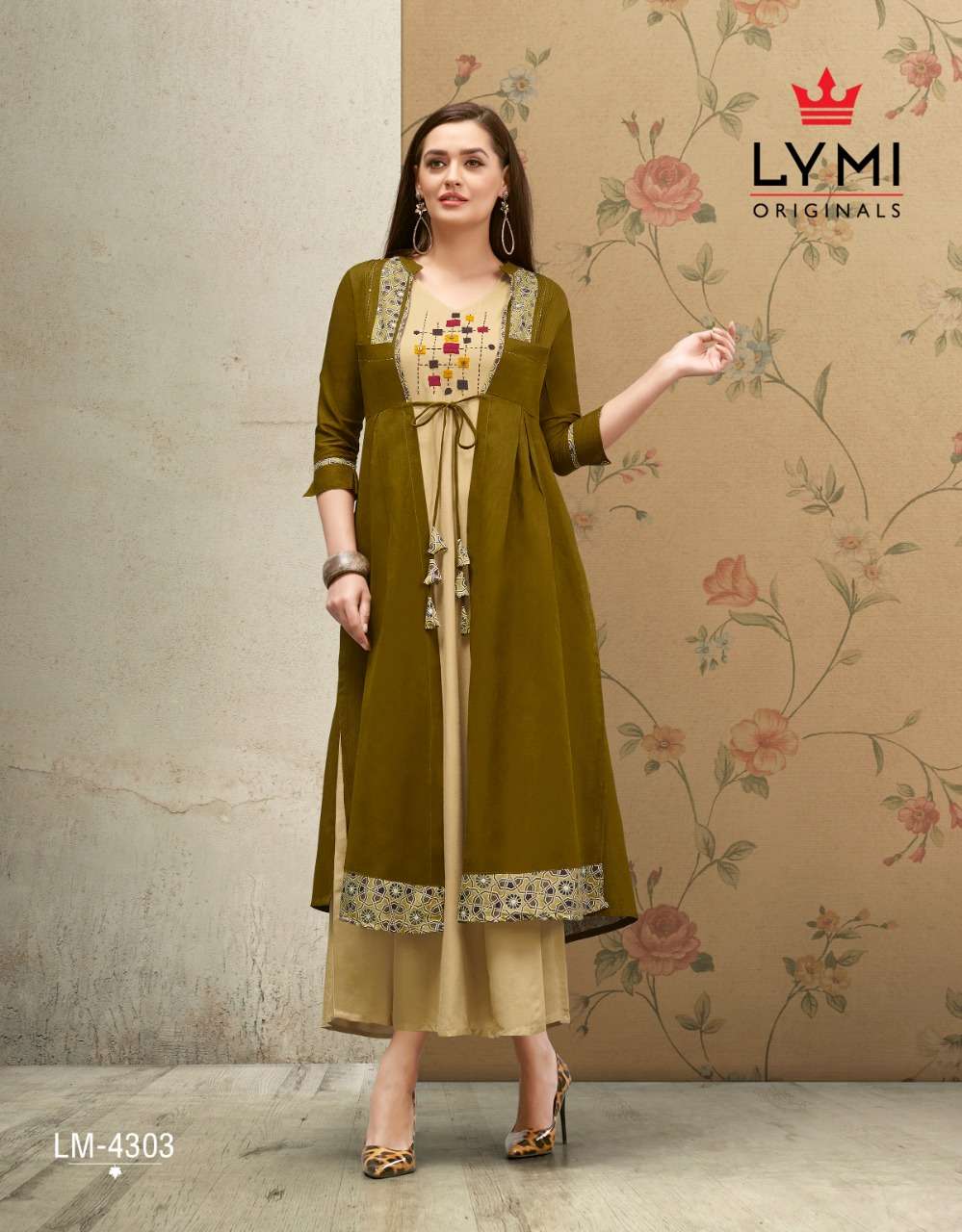 HALL MARK BY LYMI ORIGINAL 4301 TO 4308 SERIES STYLISH FANCY BEAUTIFUL COLORFUL CASUAL WEAR & ETHNIC WEAR HAND WORK RAYON KURTIS AT WHOLESALE PRICE