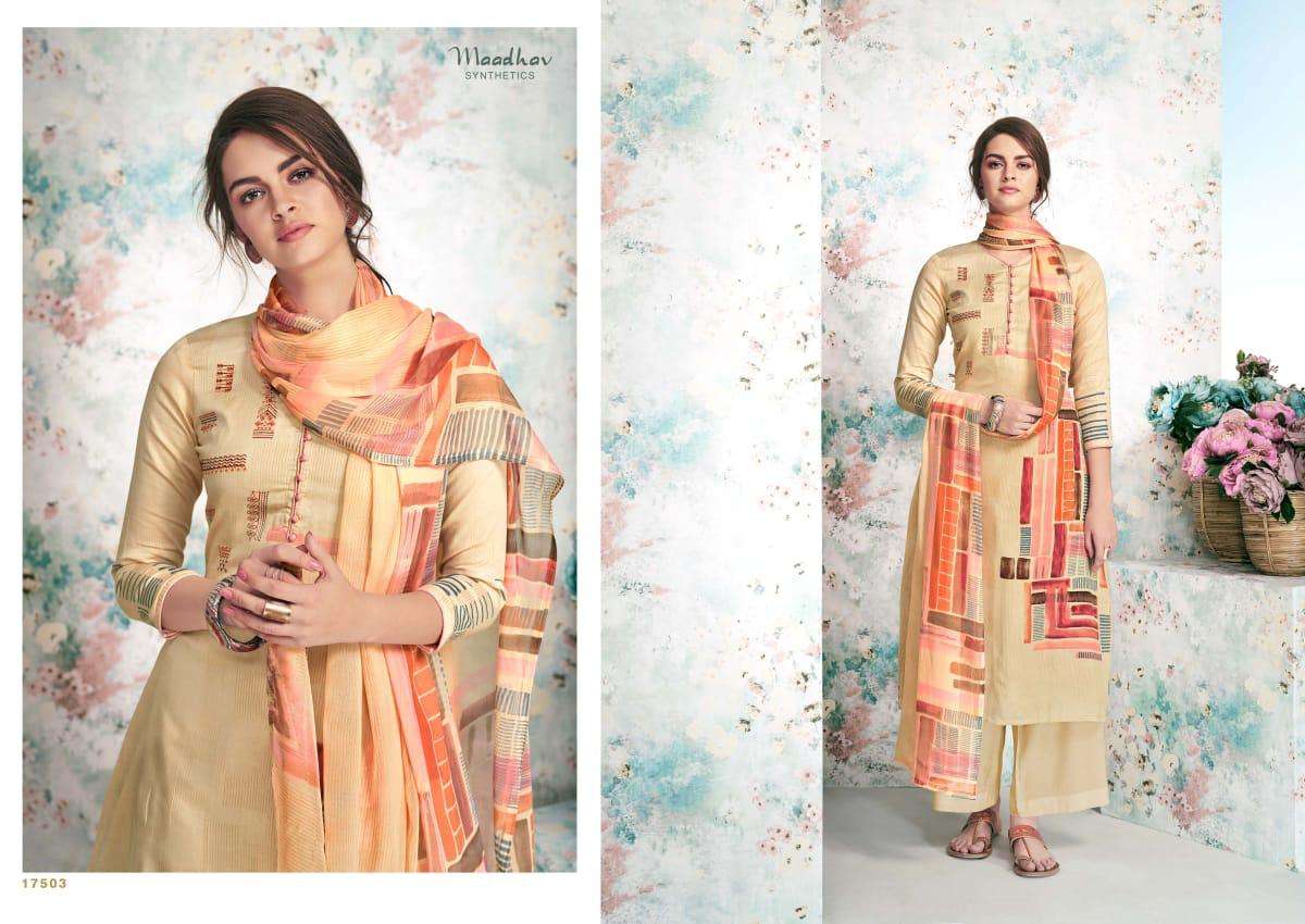 ELITE BY MAADHAV SYNTHETIC 17501 TO 17508 SERIES BEAUTIFUL SUITS STYLISH FANCY COLORFUL PARTY WEAR & OCCASIONAL WEAR PURE JAM NEGATIVE PRINTED DRESSES AT WHOLESALE PRICE