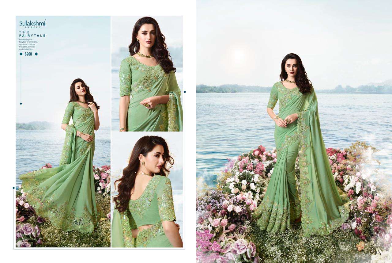 AAKASHI BY SULAKSHMI 6201 TO 6214 SERIES INDIAN TRADITIONAL WEAR COLLECTION BEAUTIFUL STYLISH FANCY COLORFUL PARTY WEAR & OCCASIONAL WEAR FANCY EMBROIDERED SAREES AT WHOLESALE PRICE