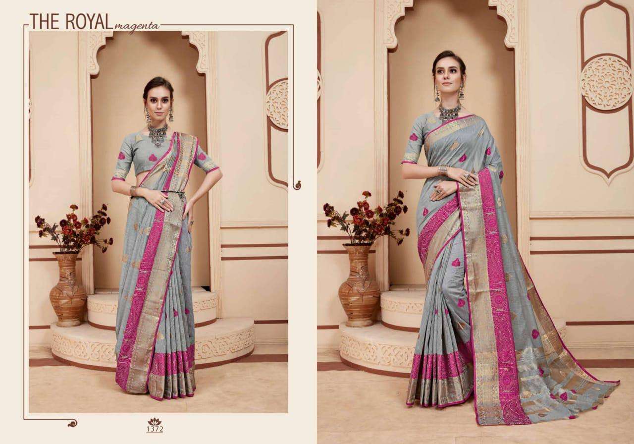 SARA BY VRANDA FASHION 1369 TO 1376 SERIES INDIAN TRADITIONAL WEAR COLLECTION BEAUTIFUL STYLISH FANCY COLORFUL PARTY WEAR & OCCASIONAL WEAR BANARASI COTTON SILK SAREES AT WHOLESALE PRICE