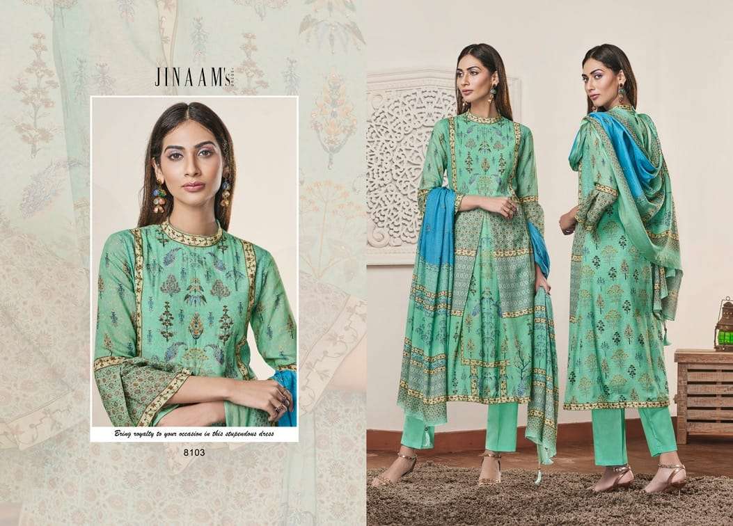 JINAAM ANAITA BY JINAAM DRESSES 8136 TO 8141 SERIES BEAUTIFUL SUITS STYLISH FANCY COLORFUL PARTY WEAR & OCCASIONAL WEAR COTTON SILK DRESSES AT WHOLESALE PRICE