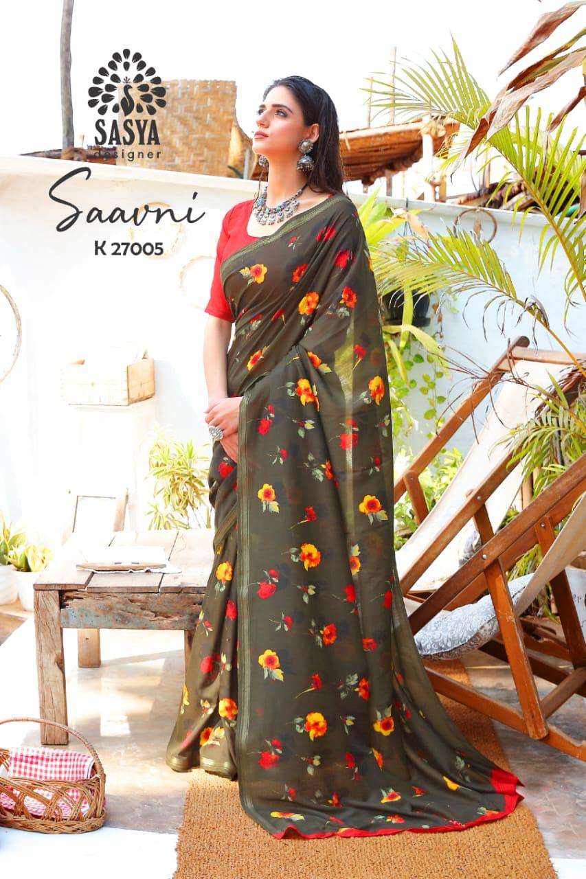 SAAVNI BY SASYA DESIGNER 27001 TO 27010 SERIES INDIAN TRADITIONAL WEAR COLLECTION BEAUTIFUL STYLISH FANCY COLORFUL PARTY WEAR & OCCASIONAL WEAR MAL MAL COTTON SAREES AT WHOLESALE PRICE