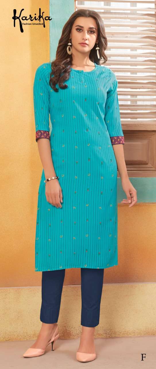 SPARKLE BY KARIKA A TO F SERIES BEAUTIFUL STYLISH FANCY COLORFUL CASUAL WEAR & ETHNIC WEAR & READY TO WEAR VISCOSE RAYON PRINTED KURTIS AT WHOLESALE PRICE