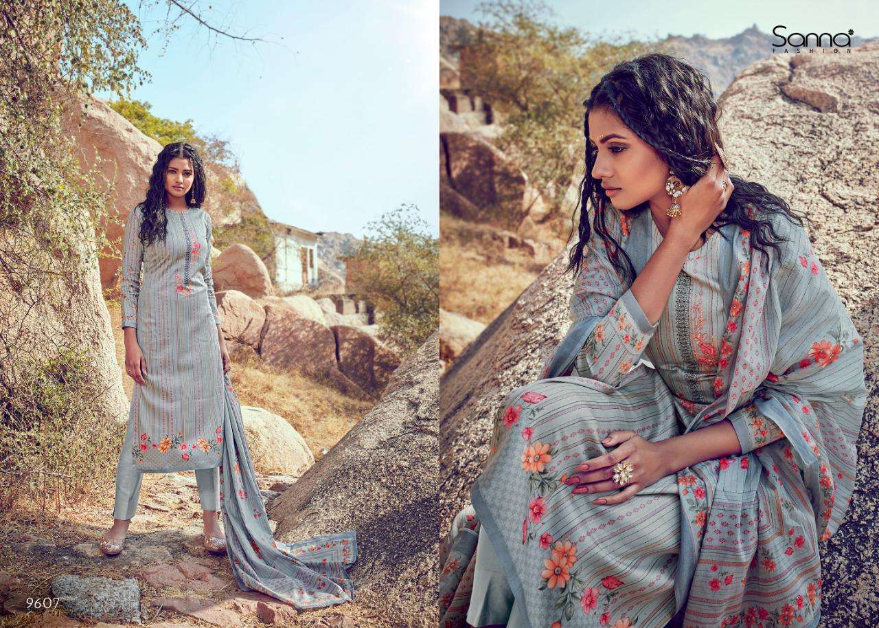 SAHEERA BY SANNA FASHION 9601 TO 6910 SERIES BEAUTIFUL SUITS STYLISH FANCY COLORFUL PARTY WEAR & OCCASIONAL WEAR PURE AZ COTTON JAM SILK DIGITAL PRINTED DRESSES AT WHOLESALE PRICE