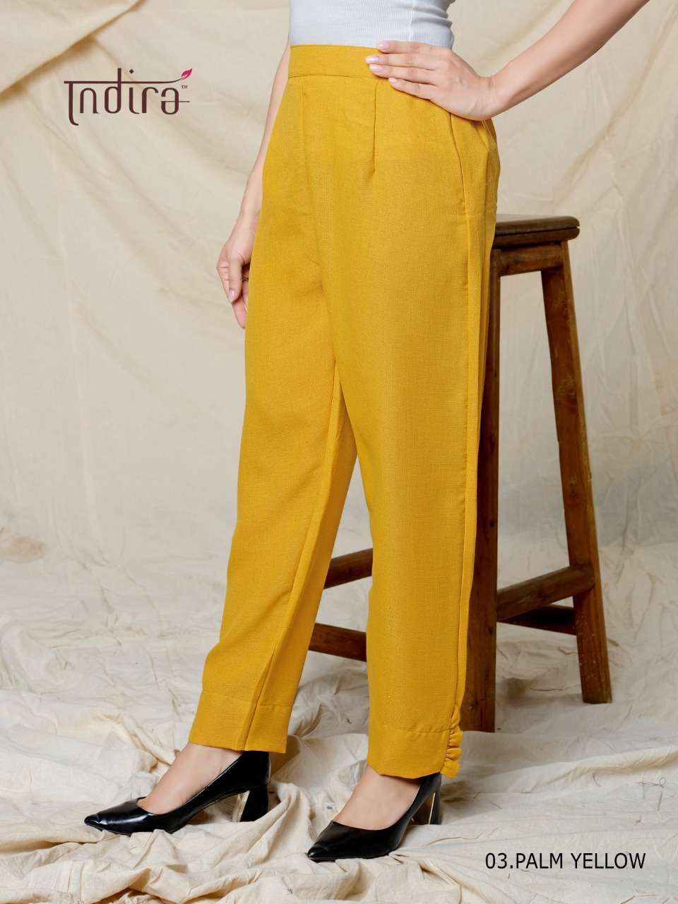 INDIRA LINEN PANTS BY INDIRA 01 TO 09 SERIES BEAUTIFUL STYLISH FANCY COLORFUL CASUAL WEAR & ETHNIC WEAR PREMIER POLYSTER PANTS AT WHOLESALE PRICE