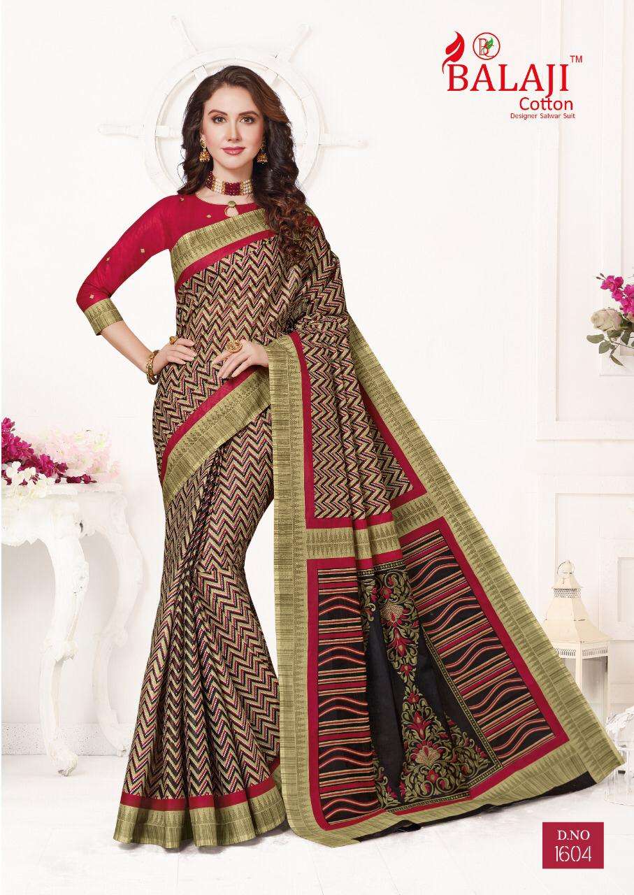 LEELAVATHI VOL-6 BY BALAJI COTTON 1601 TO 1630 SERIES INDIAN TRADITIONAL WEAR COLLECTION BEAUTIFUL STYLISH FANCY COLORFUL PARTY WEAR & OCCASIONAL WEAR COTTON SAREE WITH B.P SAREES AT WHOLESALE PRICE
