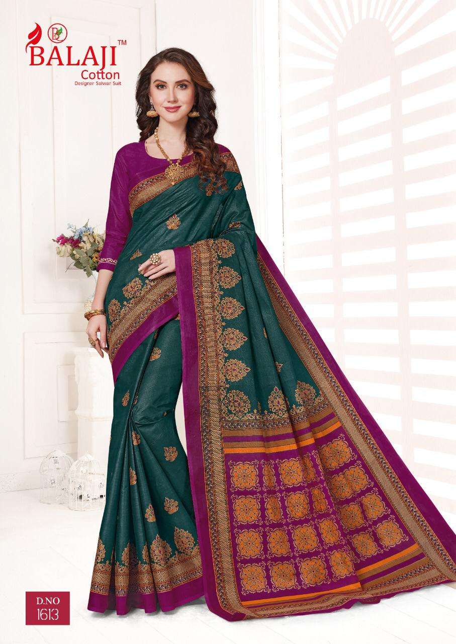 LEELAVATHI VOL-6 BY BALAJI COTTON 1601 TO 1630 SERIES INDIAN TRADITIONAL WEAR COLLECTION BEAUTIFUL STYLISH FANCY COLORFUL PARTY WEAR & OCCASIONAL WEAR COTTON SAREE WITH B.P SAREES AT WHOLESALE PRICE