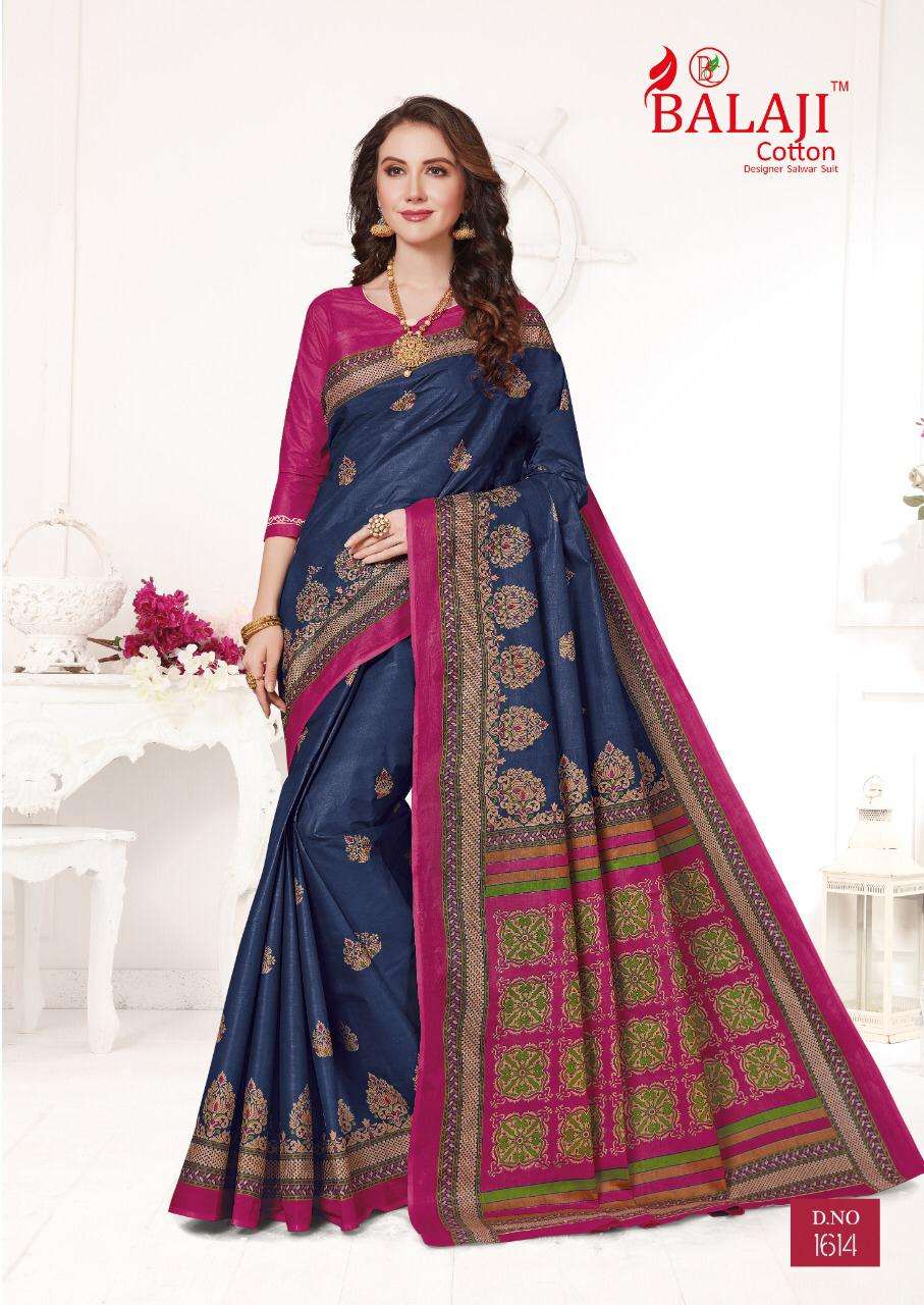 LEELAVATHI VOL-6 BY BALAJI COTTON 1601 TO 1630 SERIES INDIAN TRADITIONAL WEAR COLLECTION BEAUTIFUL STYLISH FANCY COLORFUL PARTY WEAR & OCCASIONAL WEAR COTTON SAREE WITH B.P SAREES AT WHOLESALE PRICE