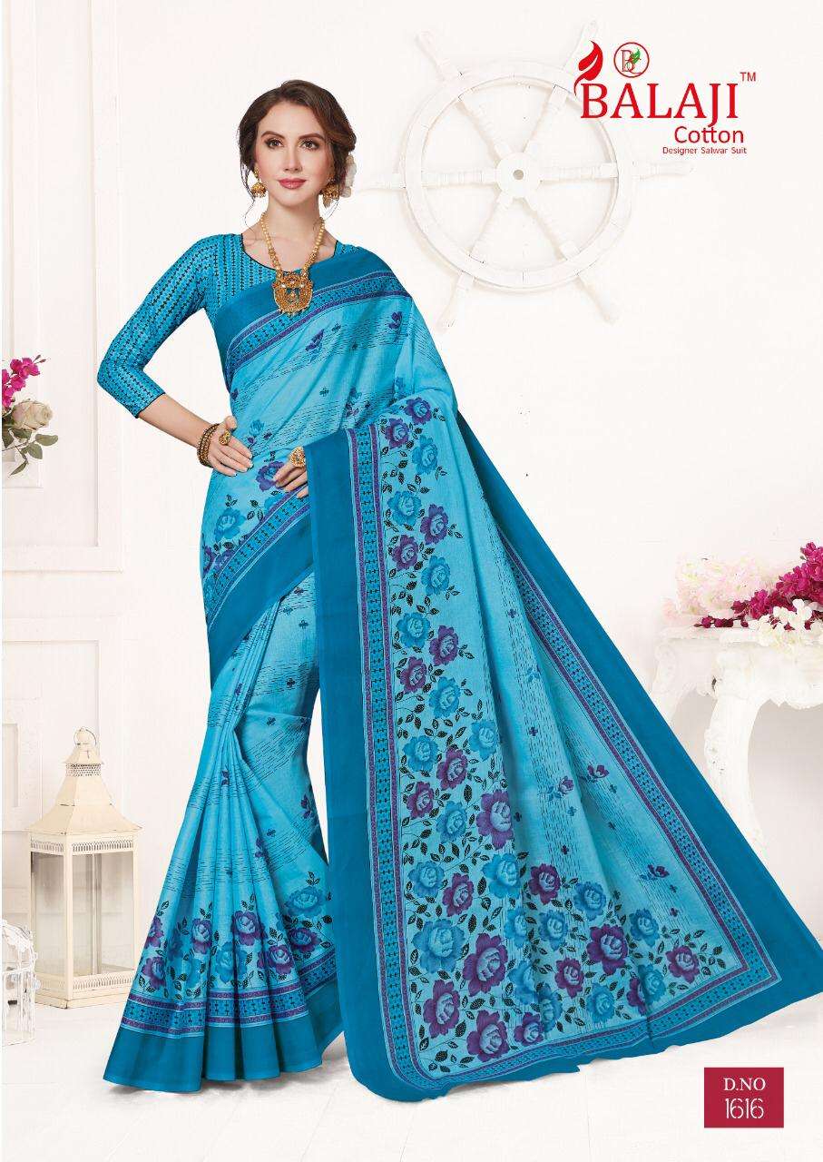 LEELAVATHI VOL-6 BY BALAJI COTTON 1601 TO 1630 SERIES INDIAN TRADITIONAL WEAR COLLECTION BEAUTIFUL STYLISH FANCY COLORFUL PARTY WEAR & OCCASIONAL WEAR COTTON SAREE WITH B.P SAREES AT WHOLESALE PRICE