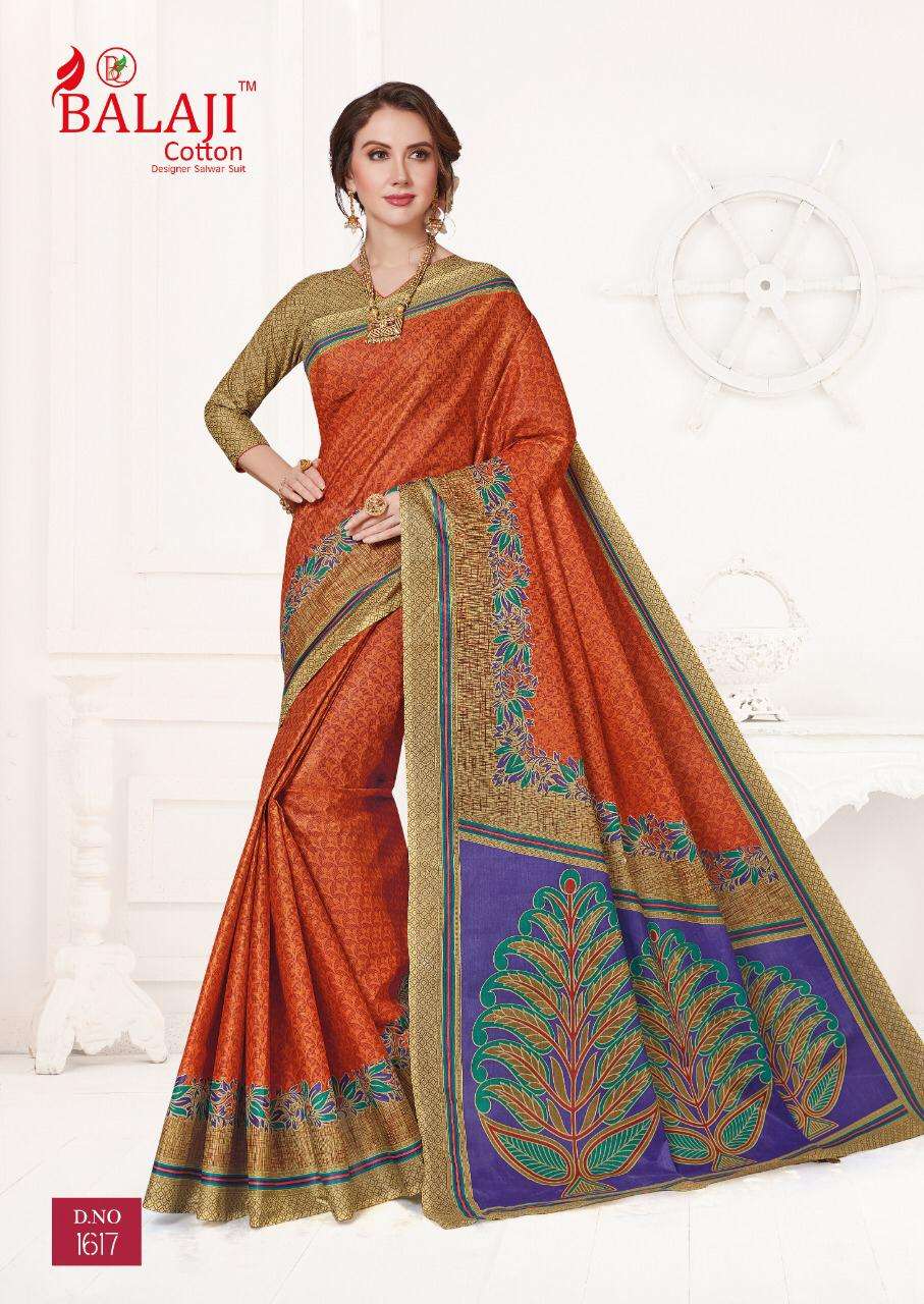 LEELAVATHI VOL-6 BY BALAJI COTTON 1601 TO 1630 SERIES INDIAN TRADITIONAL WEAR COLLECTION BEAUTIFUL STYLISH FANCY COLORFUL PARTY WEAR & OCCASIONAL WEAR COTTON SAREE WITH B.P SAREES AT WHOLESALE PRICE