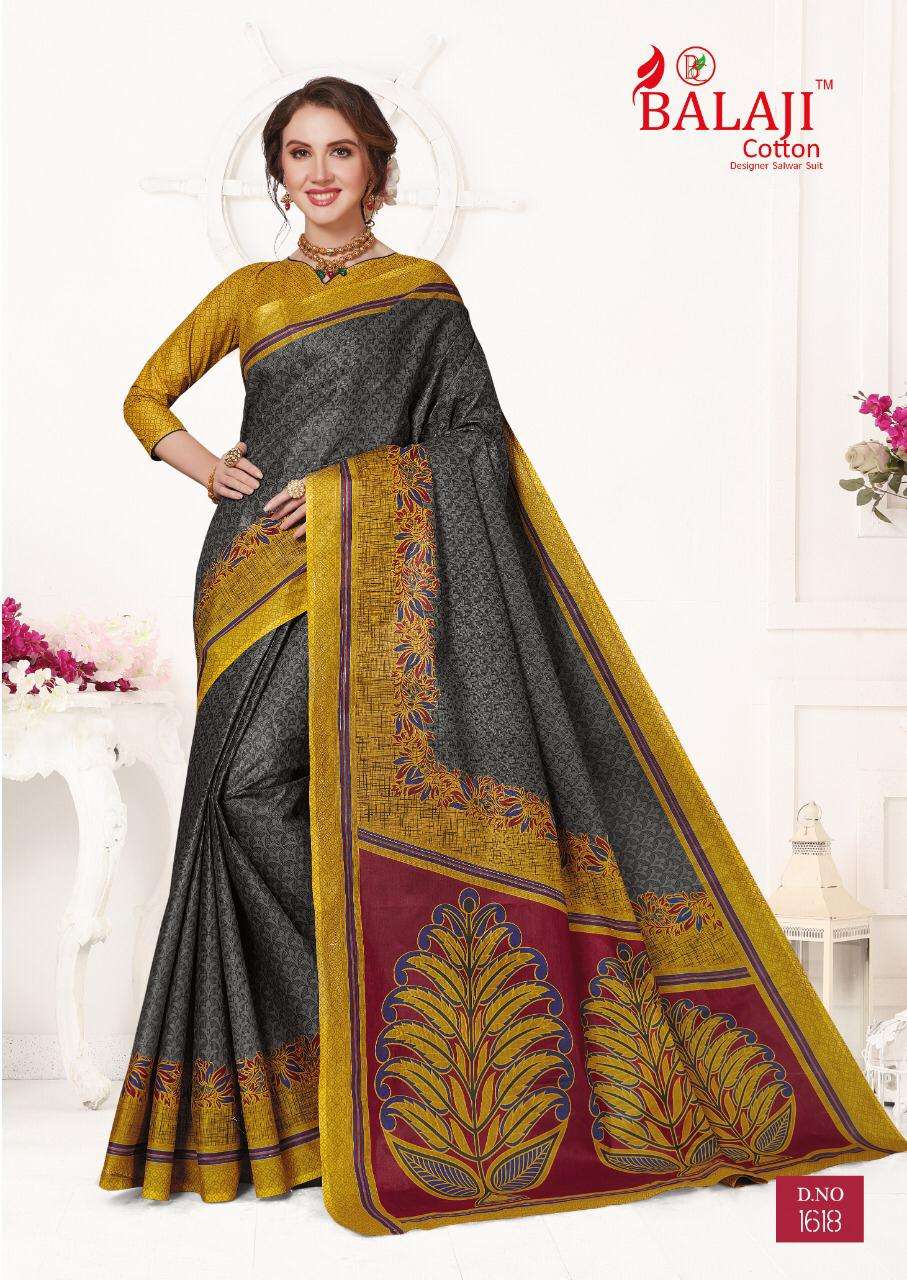 LEELAVATHI VOL-6 BY BALAJI COTTON 1601 TO 1630 SERIES INDIAN TRADITIONAL WEAR COLLECTION BEAUTIFUL STYLISH FANCY COLORFUL PARTY WEAR & OCCASIONAL WEAR COTTON SAREE WITH B.P SAREES AT WHOLESALE PRICE