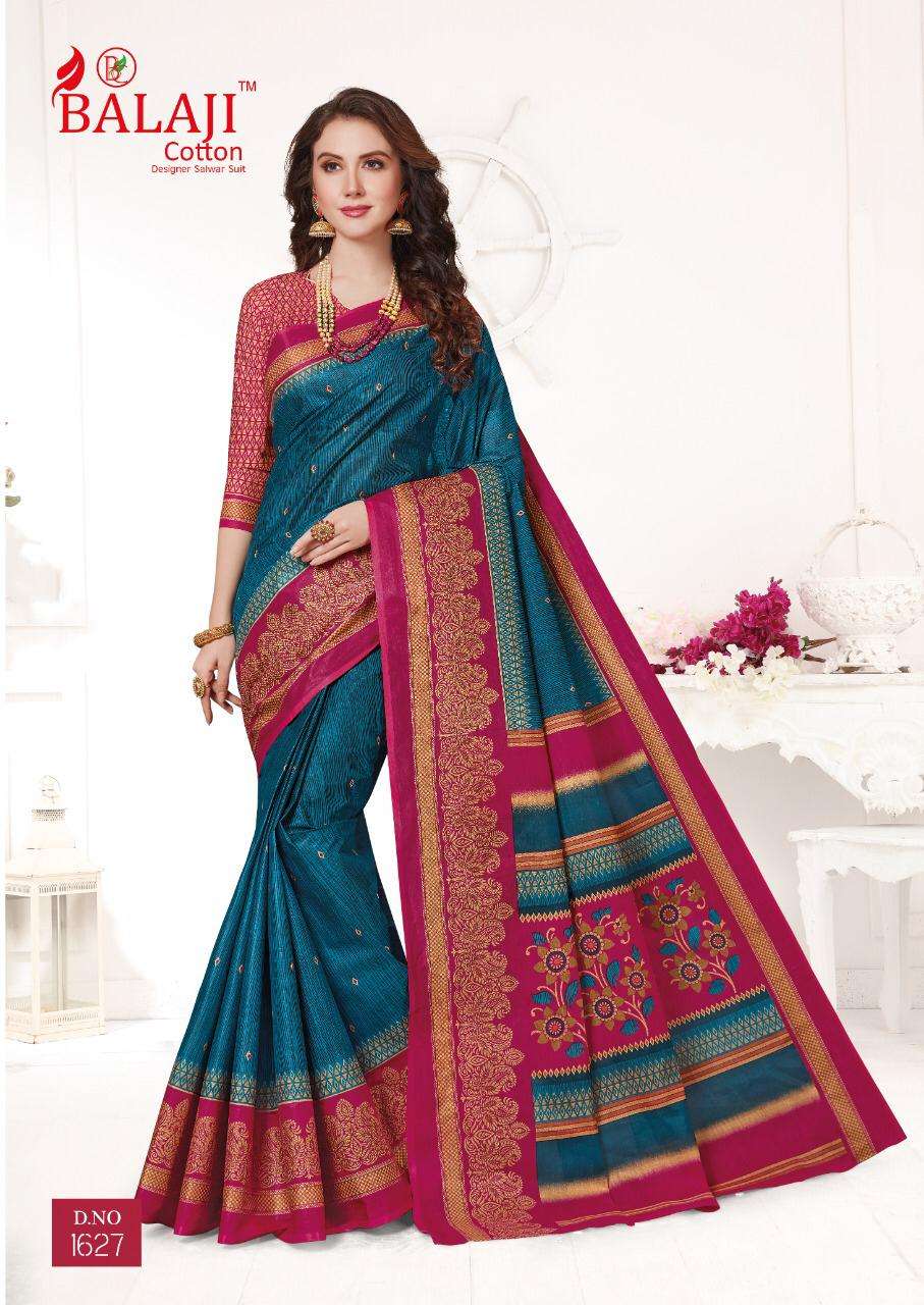 LEELAVATHI VOL-6 BY BALAJI COTTON 1601 TO 1630 SERIES INDIAN TRADITIONAL WEAR COLLECTION BEAUTIFUL STYLISH FANCY COLORFUL PARTY WEAR & OCCASIONAL WEAR COTTON SAREE WITH B.P SAREES AT WHOLESALE PRICE