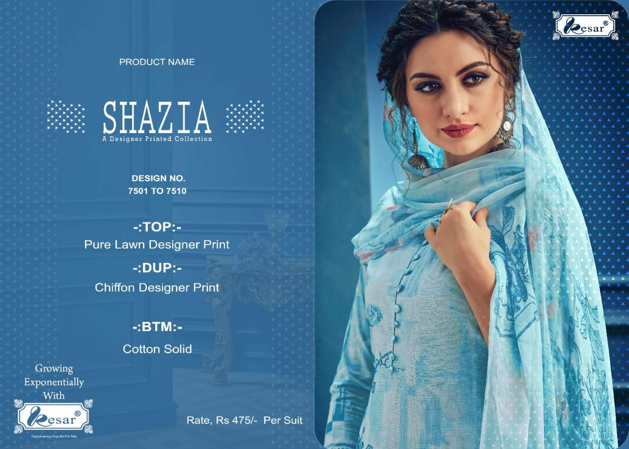 SHAZIA BY KESAR 7501 TO 7510 SERIES BEAUTIFUL SUITS STYLISH FANCY COLORFUL PARTY WEAR & OCCASIONAL WEAR PURE LAWN SUPERIOR COTTON DRESSES AT WHOLESALE PRICE