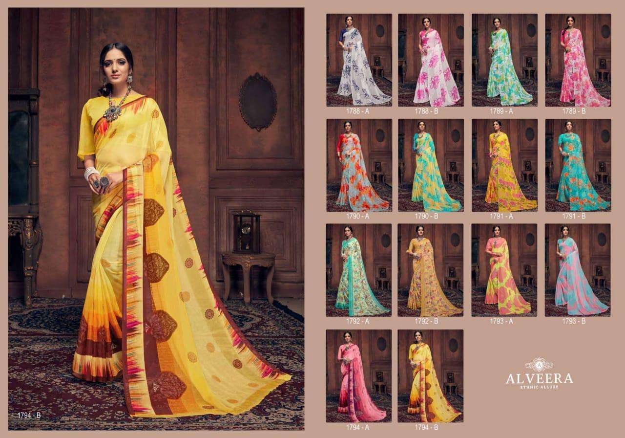 SONPARI BY ALVEERA 1788-A TO 1794-B SERIES INDIAN TRADITIONAL WEAR COLLECTION BEAUTIFUL STYLISH FANCY COLORFUL PARTY WEAR & OCCASIONAL WEAR CHIFFON SAREES AT WHOLESALE PRICE