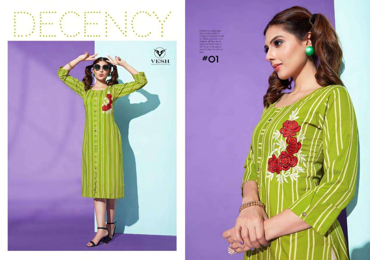 DAIZY BY VESH 01 TO 08 SERIES BEAUTIFUL COLORFUL STYLISH FANCY CASUAL WEAR & READY TO WEAR HEAVY RAYON EMBROIDERED KURTIS AT WHOLESALE PRICE