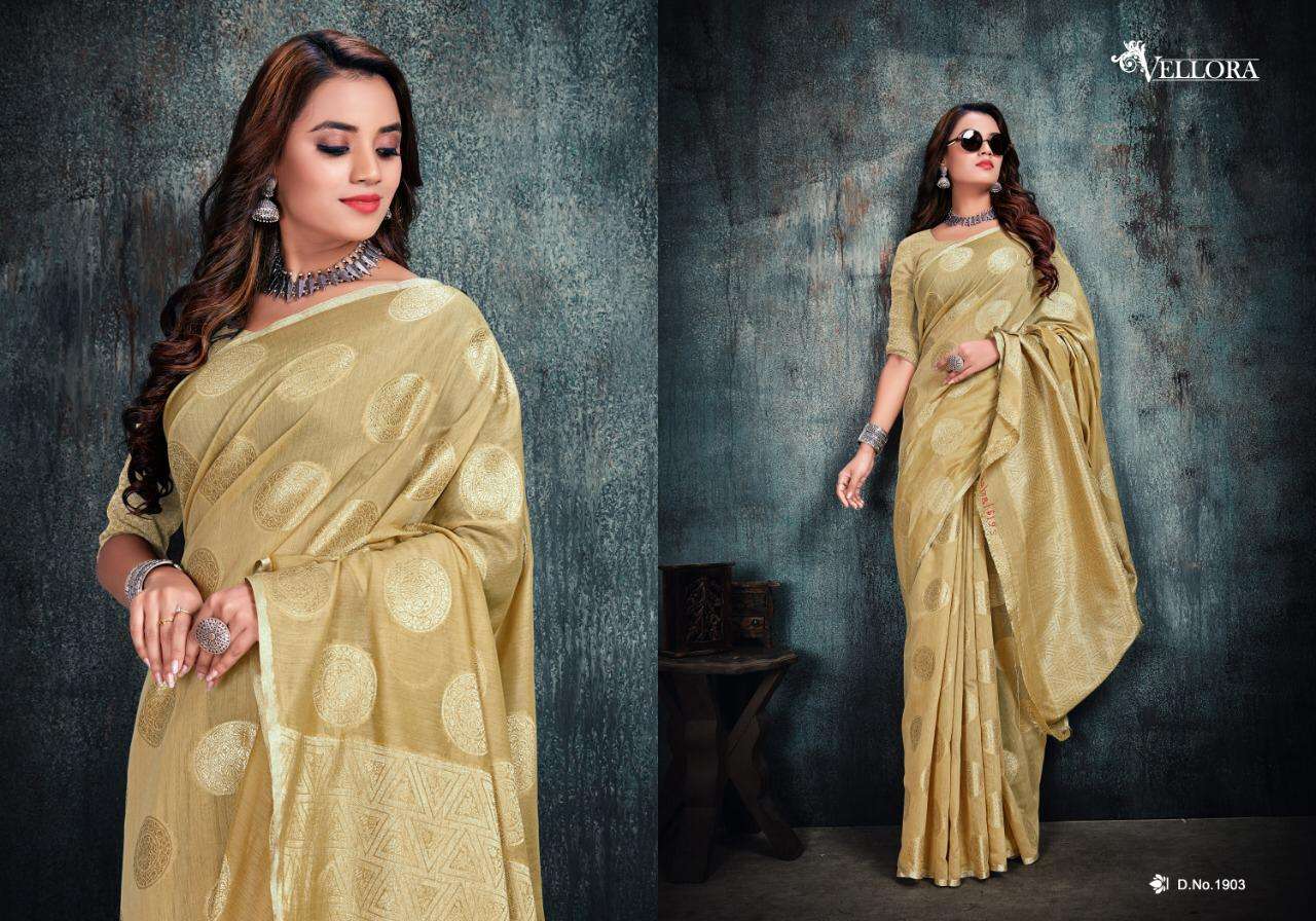 VELLORA SAREES VOL-9 BY VELLORA 1901 TO 1905 SERIES INDIAN TRADITIONAL WEAR COLLECTION BEAUTIFUL STYLISH FANCY COLORFUL PARTY WEAR & OCCASIONAL WEAR BANARASI COTTON SILK SAREES AT WHOLESALE PRICE