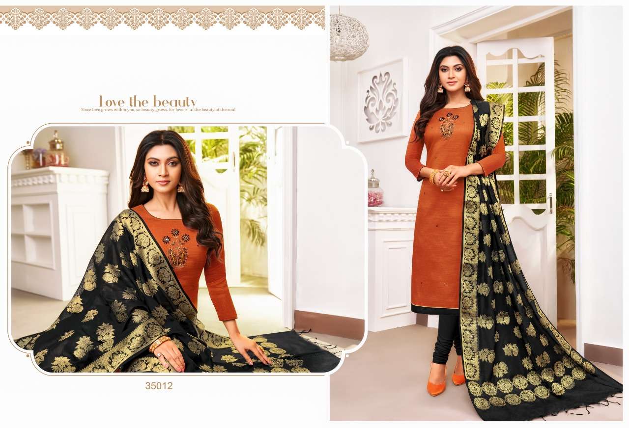 BANARASHI VOL-3 BY KAPIL TEX 35001 TO 35012 SERIES BEAUTIFUL SUITS STYLISH FANCY COLORFUL PARTY WEAR & OCCASIONAL WEAR SOUTH SILK WITH HANDWORK DRESSES AT WHOLESALE PRICE
