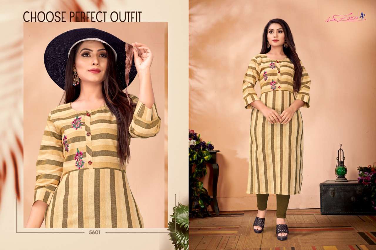 VERTICAL BY SIN ZARA 5601 TO 5609 SERIES BEAUTIFUL COLORFUL STYLISH FANCY CASUAL WEAR & ETHNIC WEAR & READY TO WEAR COTTON EMBROIDERED KURTIS AT WHOLESALE PRICE