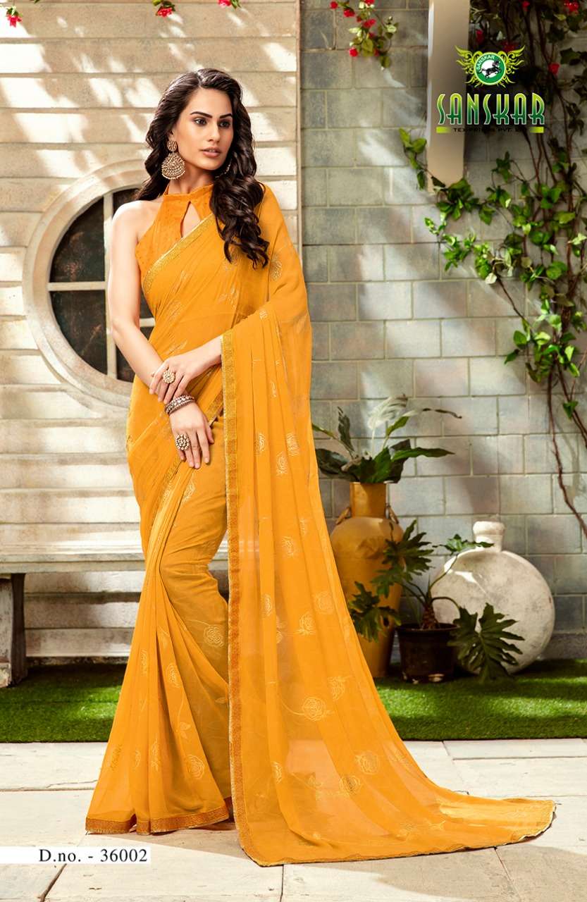 SHUBHKAMNAYE BY SANKAR TEX PRINT 36001 TO 36008 SERIES INDIAN TRADITIONAL WEAR COLLECTION BEAUTIFUL STYLISH FANCY COLORFUL PARTY WEAR & OCCASIONAL WEAR BEMBERG GEORGETTE PRINTED SAREES AT WHOLESALE PRICE