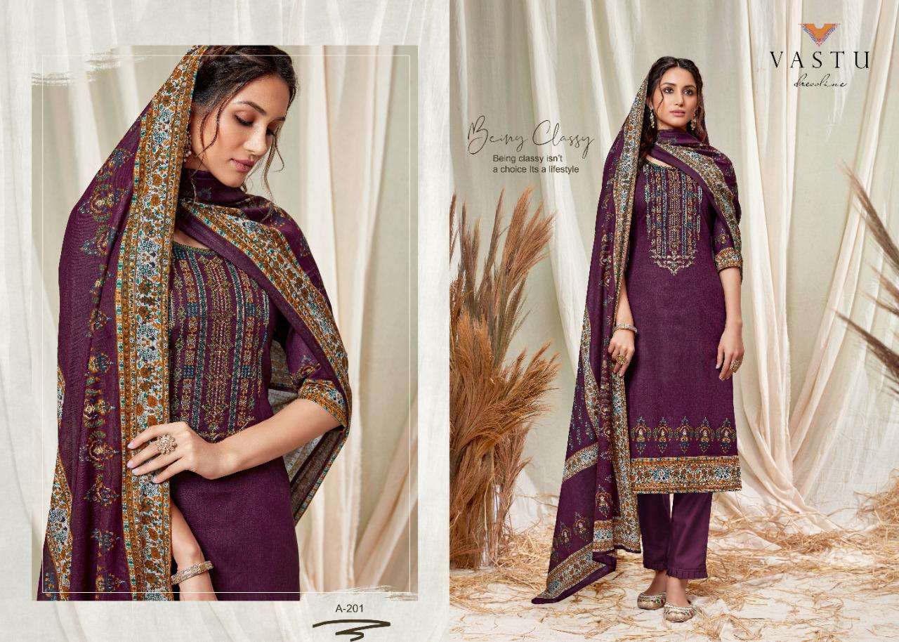 ABEERA BY VASTU TEX 201 TO 210 SERIES BEAUTIFUL SUITS COLORFUL STYLISH FANCY COLORFUL CASUAL WEAR & ETHNIC WEAR SATIN COTTON PRINTED DRESSES AT WHOLESALE PRICE