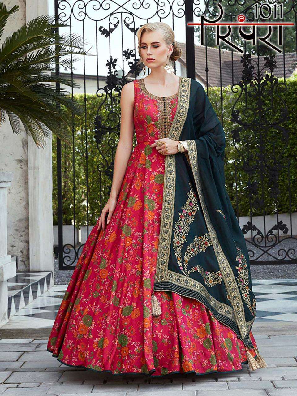 PARAMPRA VOL-3 BY PARAMPRA 1011 TO 1014 SERIES BEAUTIFUL STYLISH FANCY COLORFUL CASUAL WEAR & ETHNIC WEAR PURE KILLER/COTTON SILK EMBROIDERY GOWNS AT WHOLESALE PRICE