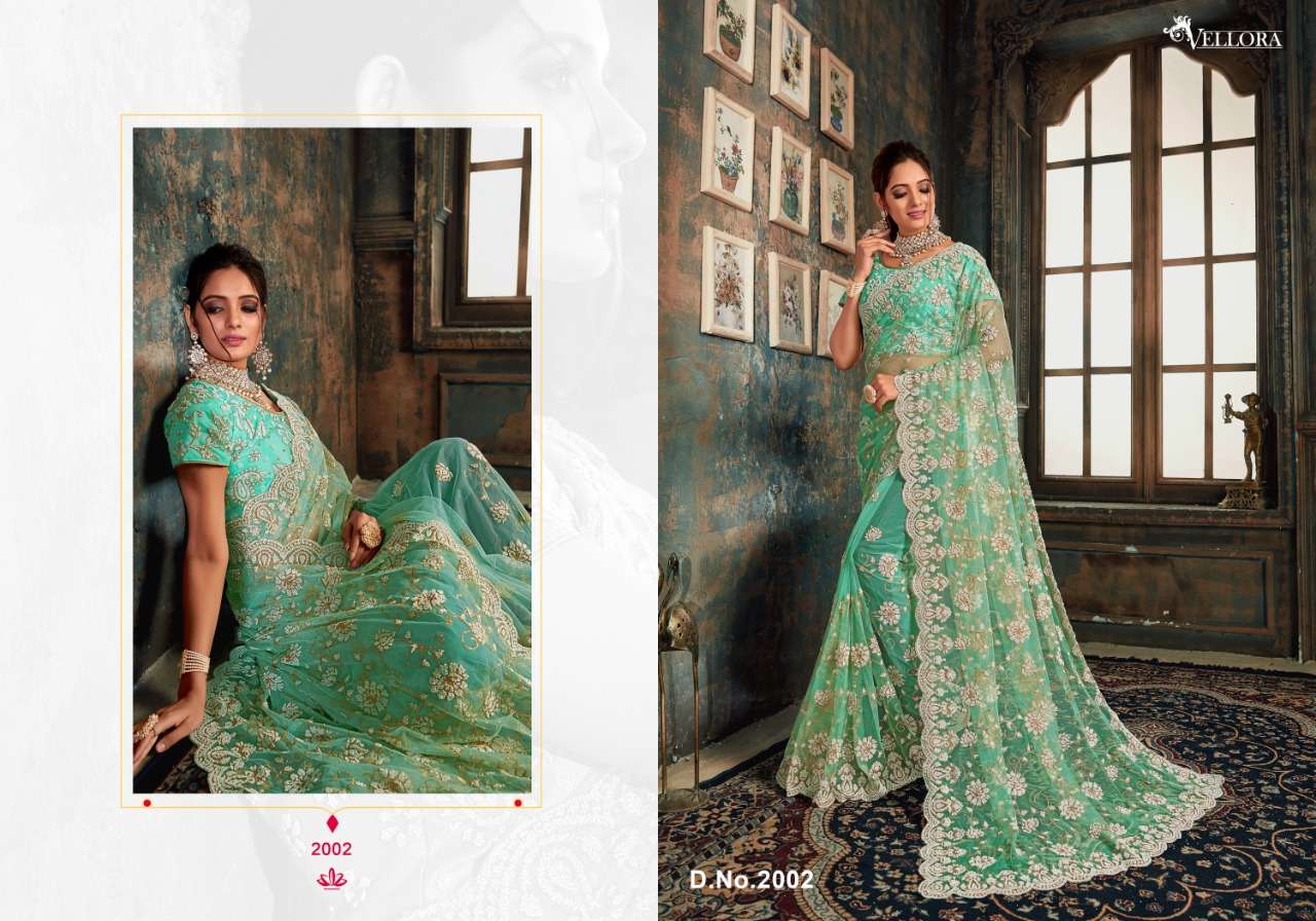 VELLORA SAREES VOL-10 BY VELLORA 2001 TO 2004 SERIES INDIAN TRADITIONAL WEAR COLLECTION BEAUTIFUL STYLISH FANCY COLORFUL PARTY WEAR & OCCASIONAL WEAR NET EMBROIDERED SAREES AT WHOLESALE PRICE