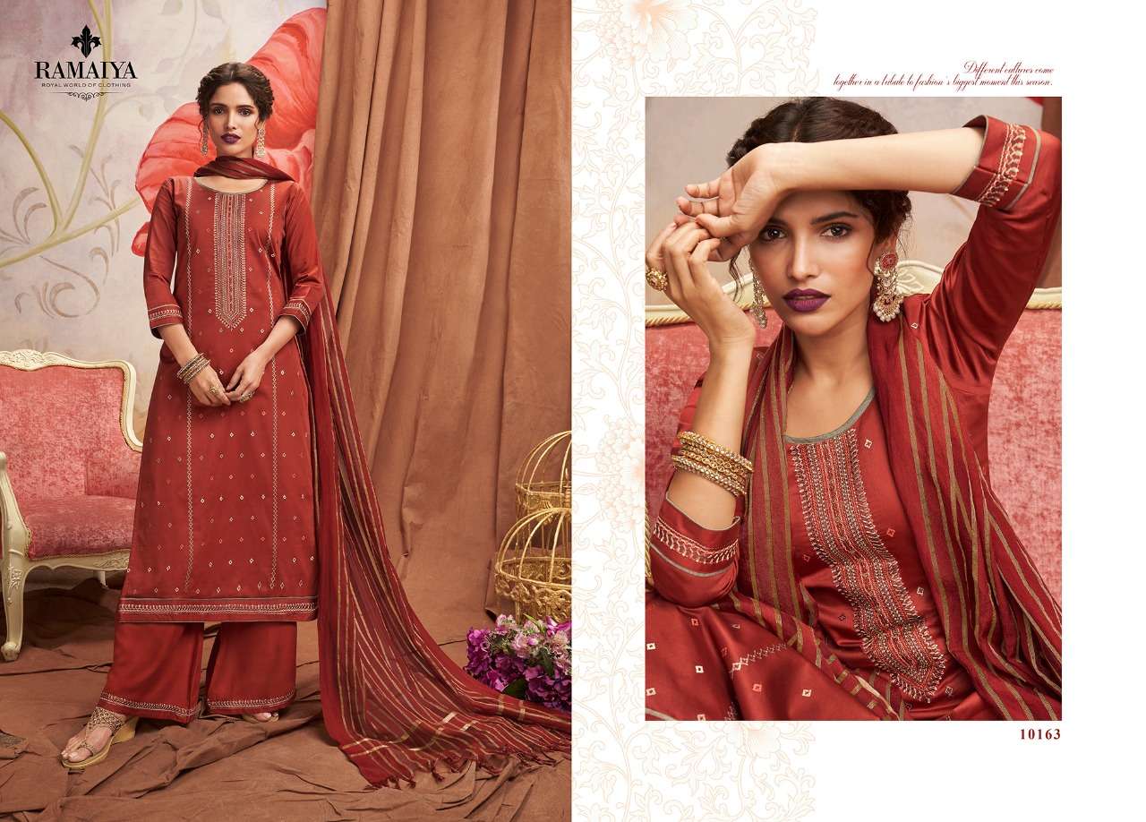 SHALIMAR BY JAY RAMAIYA 10161 TO 10168 SERIES BEAUTIFUL SUITS STYLISH FANCY COLORFUL CASUAL WEAR & ETHNIC WEAR JAM SILK WITH EMBROIDERY DRESSES AT WHOLESALE PRICE