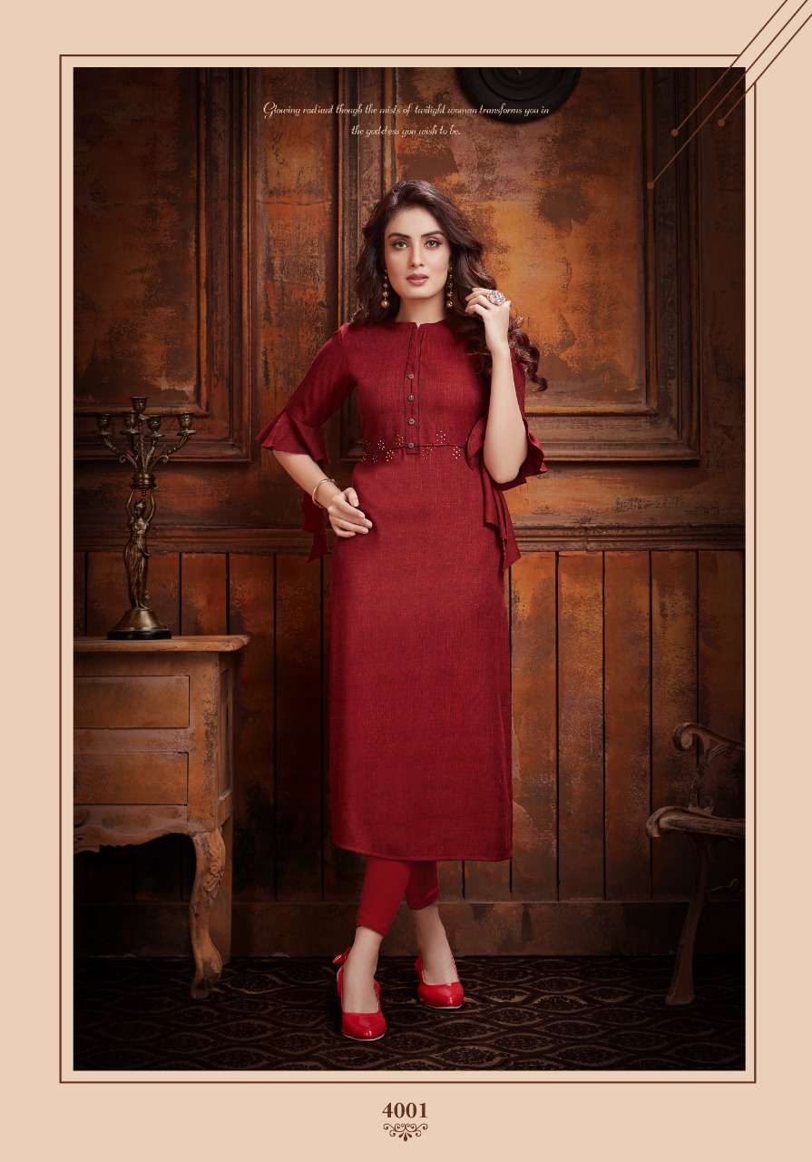 SEHER VOL-4 BY PRIVAA 4001 TO 4007 SERIES BEAUTIFUL STYLISH FANCY COLORFUL CASUAL WEAR & ETHNIC WEAR RAYON TWO TONE SLUB KURTIS AT WHOLESALE PRICE