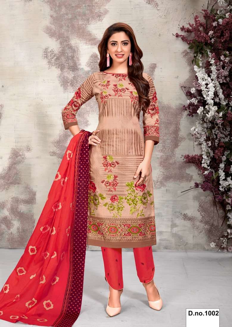 MANNAT BY MEENAXI 1001 TO 1010 BEAUTIFUL SUITS STYLISH COLORFUL FANCY CASUAL WEAR & ETHNIC WEAR COTTON PRINTED DRESSES AT WHOLESALE PRICE