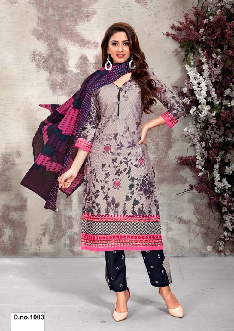 MANNAT BY MEENAXI 1001 TO 1010 BEAUTIFUL SUITS STYLISH COLORFUL FANCY CASUAL WEAR & ETHNIC WEAR COTTON PRINTED DRESSES AT WHOLESALE PRICE