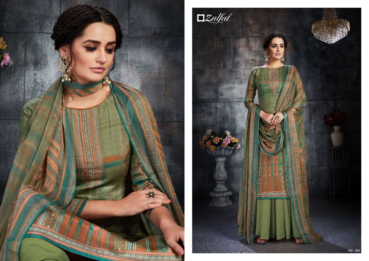 HOTSTAR 180 SERIES BY ZULFAT 180-001 TO 180-010 SERIES BEAUTIFUL SUITS STYLISH FANCY COLORFUL PARTY WEAR & OCCASIONAL WEAR JAM SATIN DIGITAL PRINTED DRESSES AT WHOLESALE PRICE