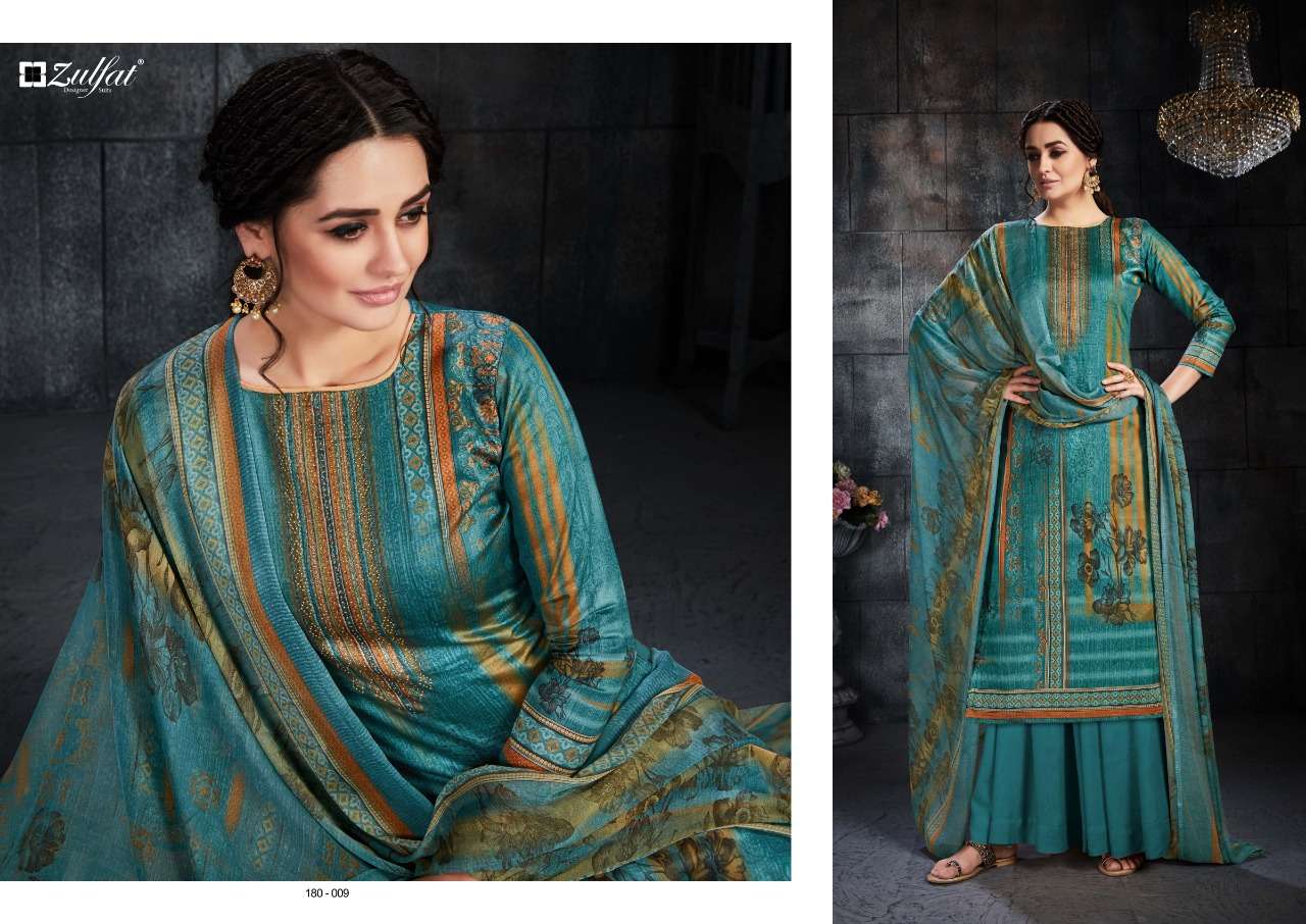 HOTSTAR 180 SERIES BY ZULFAT 180-001 TO 180-010 SERIES BEAUTIFUL SUITS STYLISH FANCY COLORFUL PARTY WEAR & OCCASIONAL WEAR JAM SATIN DIGITAL PRINTED DRESSES AT WHOLESALE PRICE