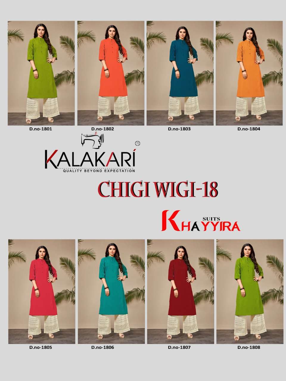 CHIGI WIGI VOL-18 BY KALAKARI 1001 TO 1008 SERIES BEAUTIFUL STYLISH FANCY COLORFUL CASUAL WEAR & ETHNIC WEAR & READY TO WEAR COTTON LINEN SLUB KURTIS AT WHOLESALE PRICE