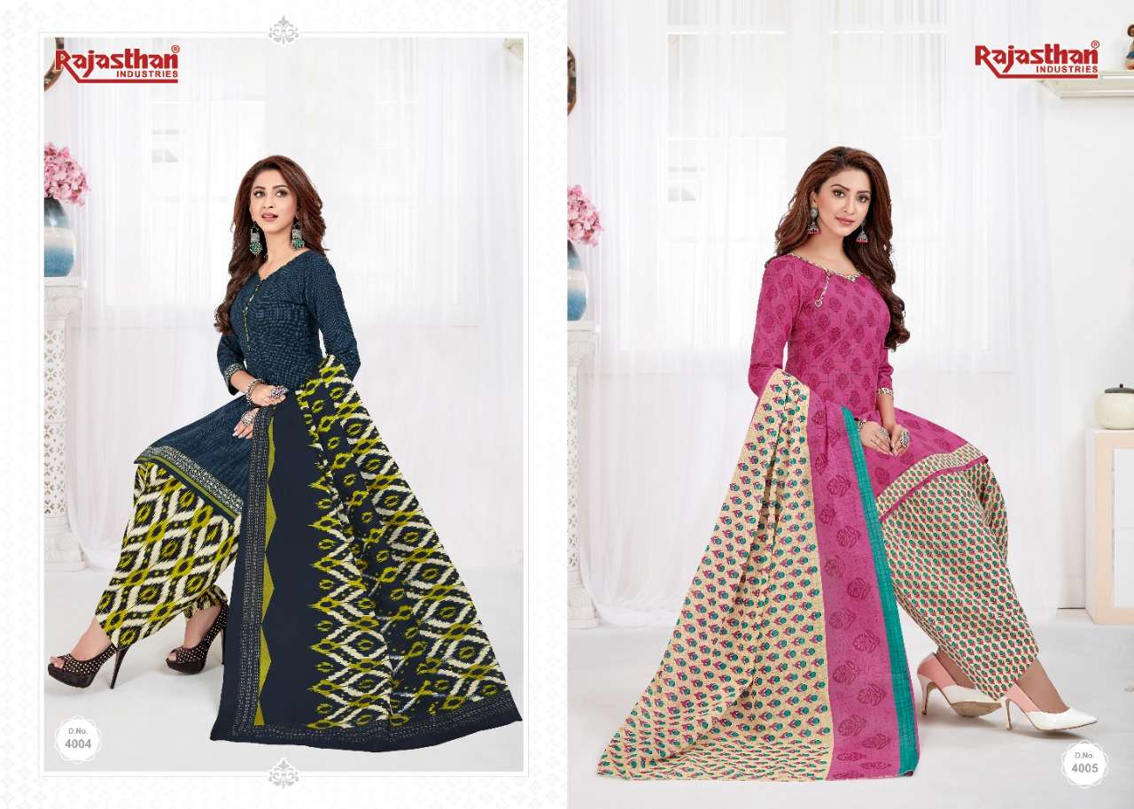 PATIYALA PARI VOL-4 BY RAJASTHAN INDUSTRIES 4001 TO 4018 SERIES PATIYALA SUITS BEAUTIFUL FANCY COLORFUL STYLISH PARTY WEAR & OCCASIONAL WEAR PURE LAWN COTTON EMBROIDERY DRESSES AT WHOLESALE PRICE