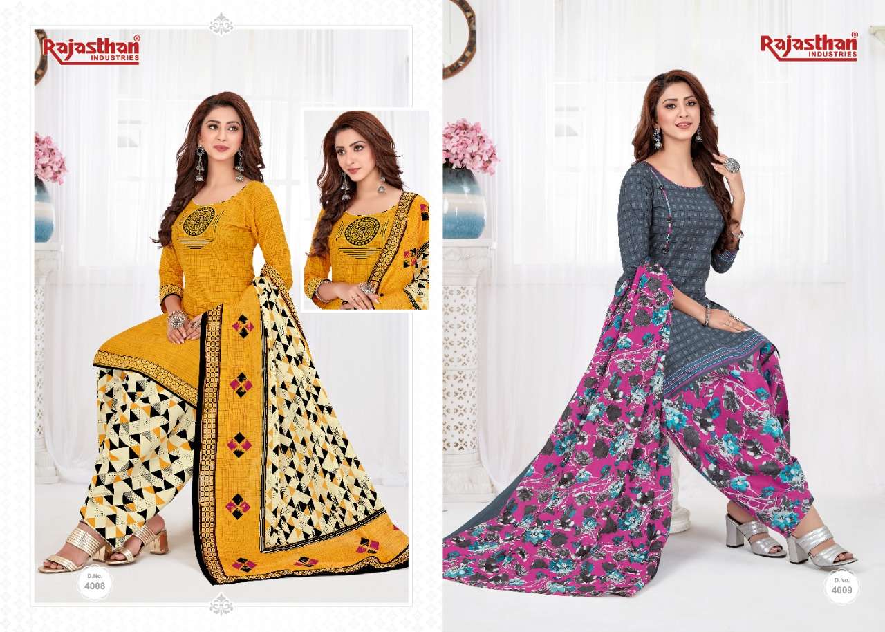 PATIYALA PARI VOL-4 BY RAJASTHAN INDUSTRIES 4001 TO 4018 SERIES PATIYALA SUITS BEAUTIFUL FANCY COLORFUL STYLISH PARTY WEAR & OCCASIONAL WEAR PURE LAWN COTTON EMBROIDERY DRESSES AT WHOLESALE PRICE