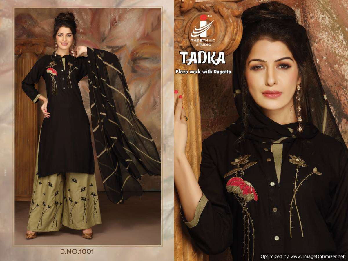 TADKA BY THE ETHNIC STUDIO 1001 TO 1008 SERIES BEAUTIFUL SUITS STYLISH FANCY COLORFUL PARTY WEAR & ETHNIC WEAR HEAVY RAYON WITH EMBROIDERY DRESSES AT WHOLESALE PRICE