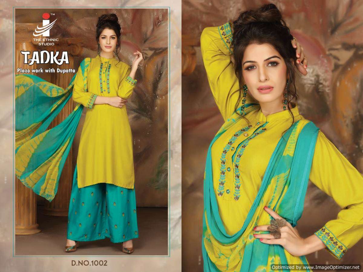 TADKA BY THE ETHNIC STUDIO 1001 TO 1008 SERIES BEAUTIFUL SUITS STYLISH FANCY COLORFUL PARTY WEAR & ETHNIC WEAR HEAVY RAYON WITH EMBROIDERY DRESSES AT WHOLESALE PRICE