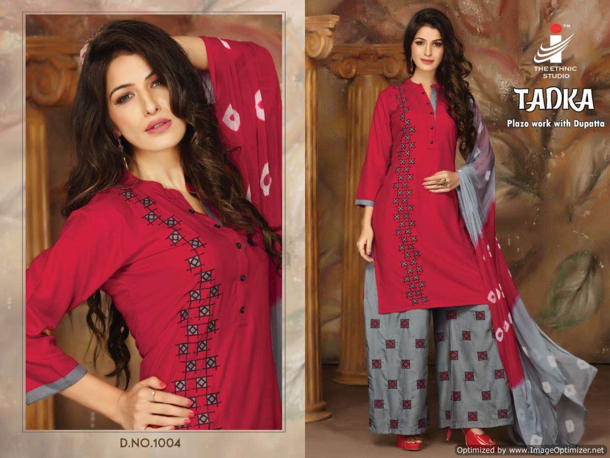 TADKA BY THE ETHNIC STUDIO 1001 TO 1008 SERIES BEAUTIFUL SUITS STYLISH FANCY COLORFUL PARTY WEAR & ETHNIC WEAR HEAVY RAYON WITH EMBROIDERY DRESSES AT WHOLESALE PRICE