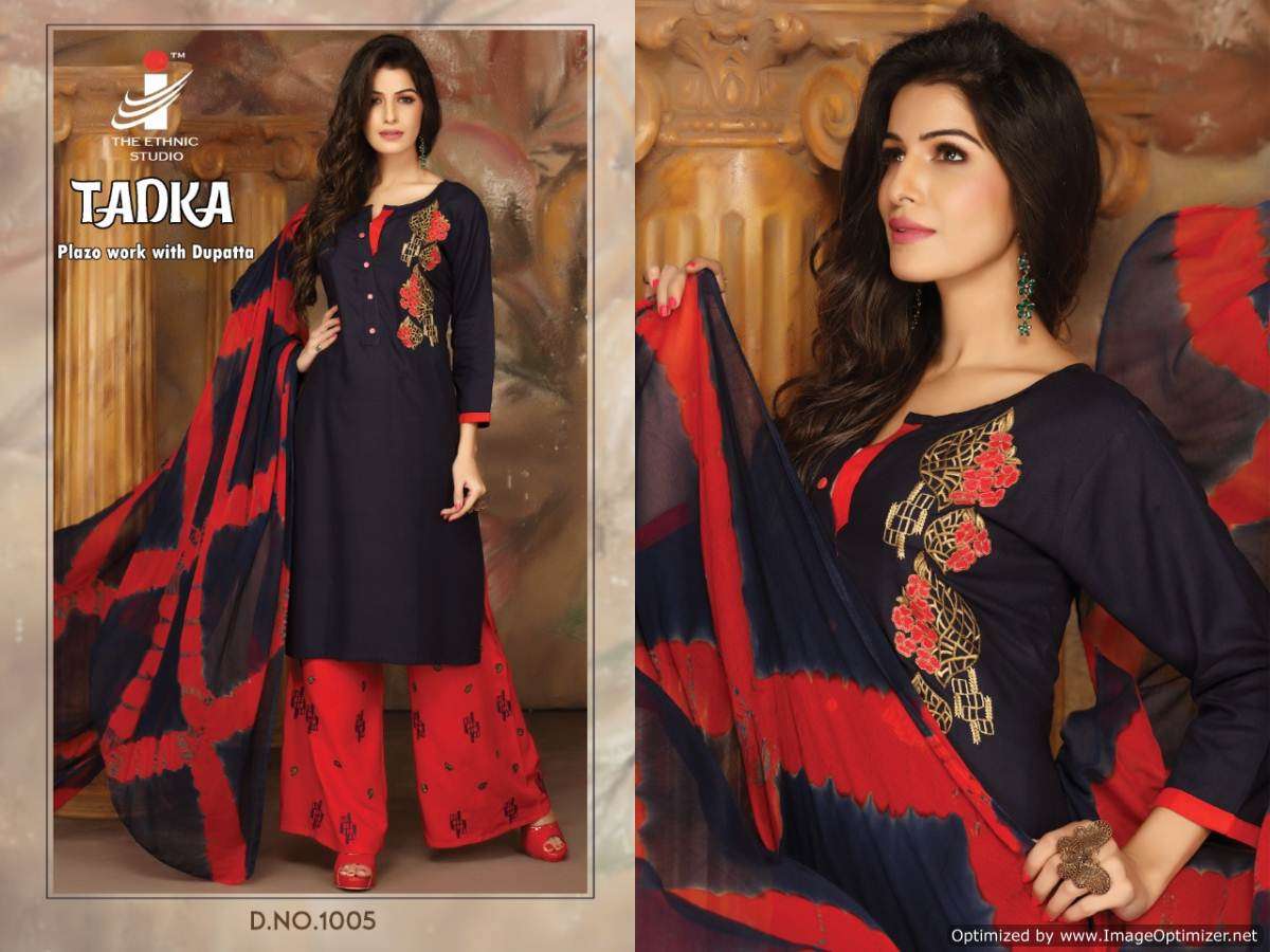 TADKA BY THE ETHNIC STUDIO 1001 TO 1008 SERIES BEAUTIFUL SUITS STYLISH FANCY COLORFUL PARTY WEAR & ETHNIC WEAR HEAVY RAYON WITH EMBROIDERY DRESSES AT WHOLESALE PRICE