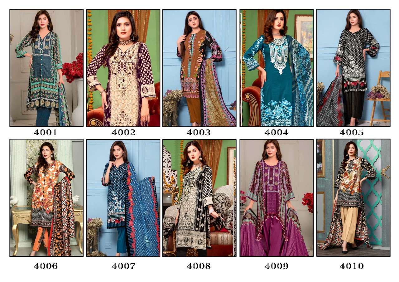 MONSOON COTTON COLLECTION VOL-4 BY NAFISA COTTON 4001 TO 4010 SERIES BEAUTIFUL SUITS STYLISH FANCY COLORFUL PARTY WEAR & ETHNIC WEAR COTTON PRINTED DRESSES AT WHOLESALE PRICE