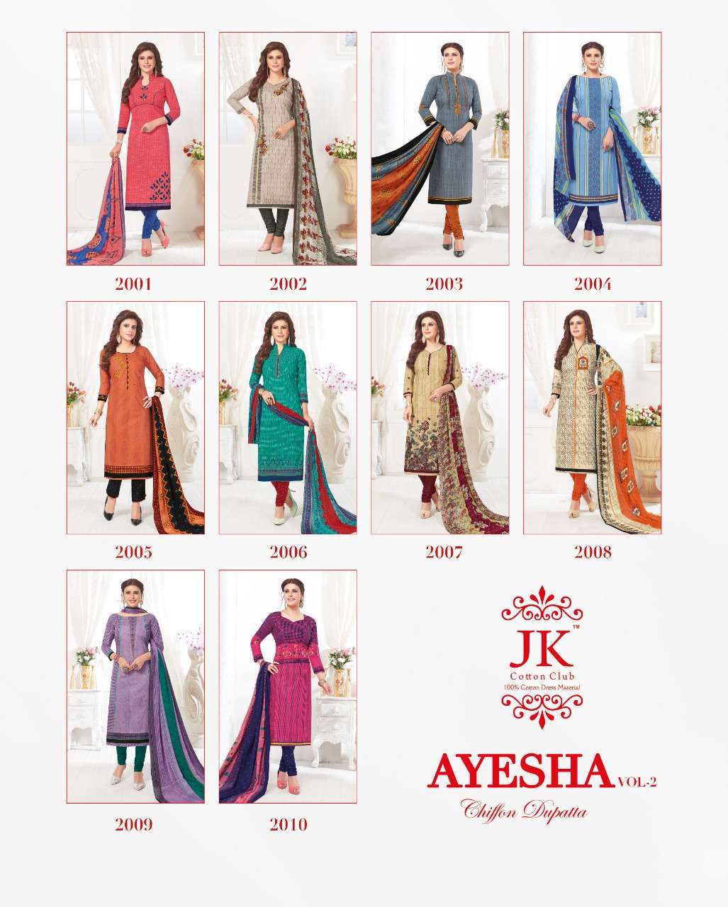 Ayesha Vol-2 By Jk Cotton Club 2001 To 2010 Series Designer Suits Collection Beautiful Stylish Colorful Fancy Party Wear & Occasional Wear Cotton Print Dresses At Wholesale Price