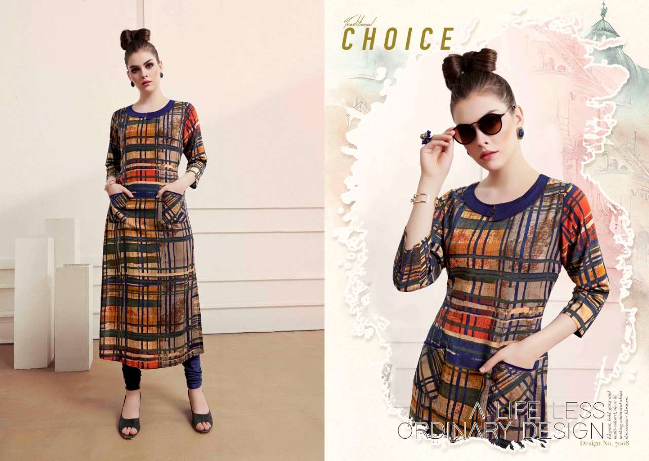 CHECKS VOL-7 BY S MORE FASHION 2001 TO 2012 SERIES BEAUTIFUL COLORFUL STYLISH FANCY CASUAL WEAR & READY TO WEAR RAYON PRINTED KURTIS AT WHOLESALE PRICE