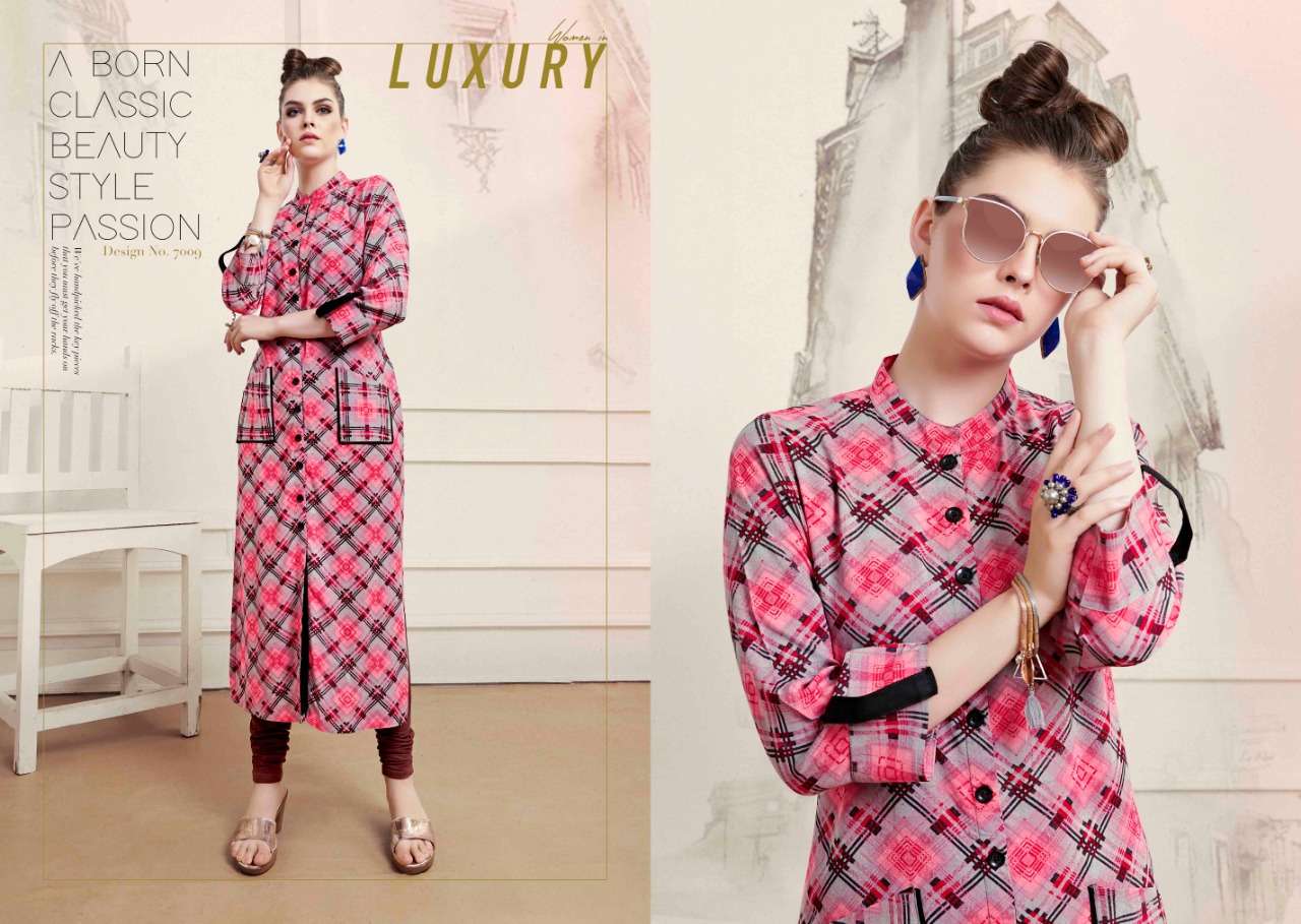 CHECKS VOL-7 BY S MORE FASHION 2001 TO 2012 SERIES BEAUTIFUL COLORFUL STYLISH FANCY CASUAL WEAR & READY TO WEAR RAYON PRINTED KURTIS AT WHOLESALE PRICE